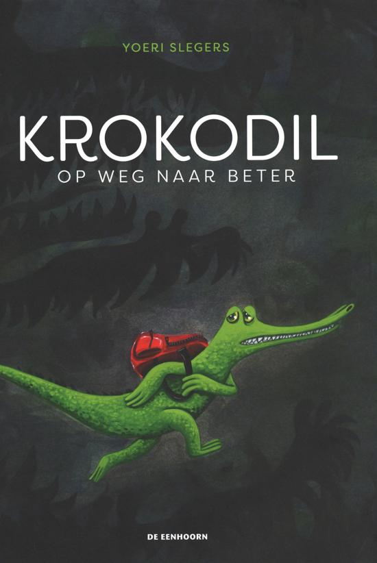 Krokodil op weg naar beter voorkant cover omslag kaft krokodil met rode rugzak yoeri slegers