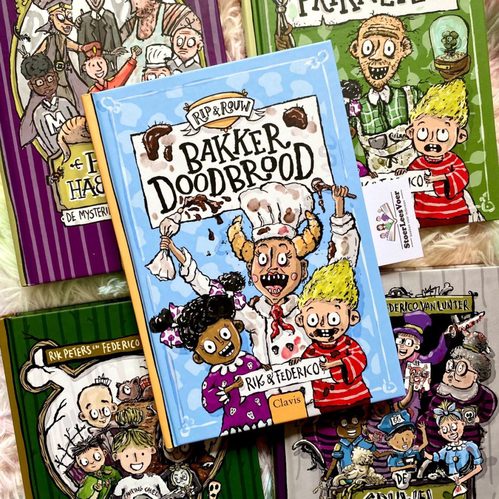 Bakker Doodbrood rip en rouw federico van lunter en rik peeters uitgeverij clavis jeugdboek griezelen en humor voorkant cover kader boek boekenserie over hellevorst