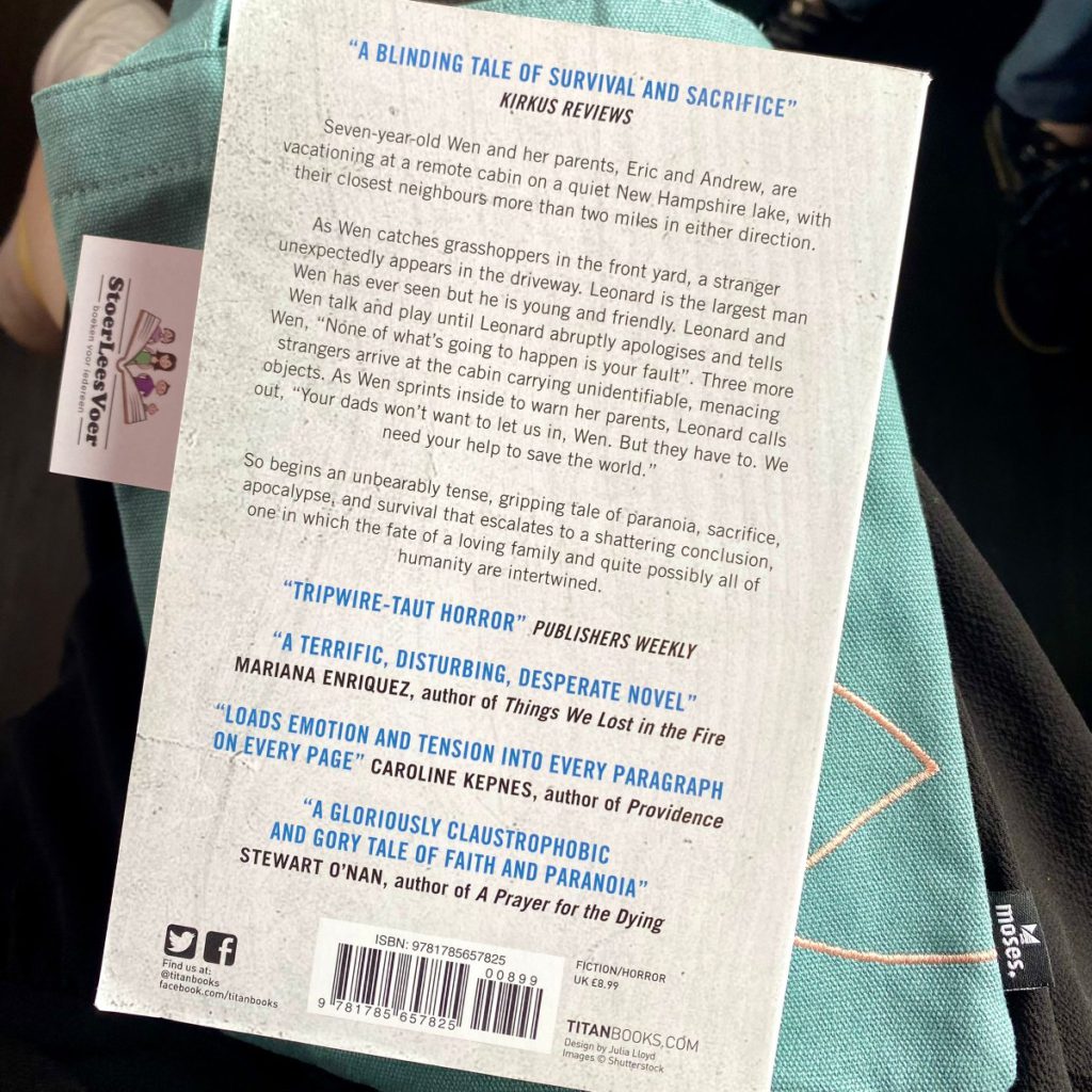 The Cabin at the End of the World paul tremblay boek voorkant cover kader omslag achterkant synopsis achterzijde samenvatting