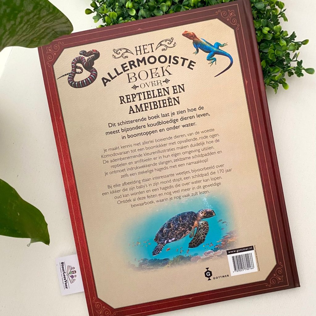 Het allermooiste boek over reptielen en amfibieën achterkant synopsis samenvatting achterflap cover kader omslag boek weetjesboek