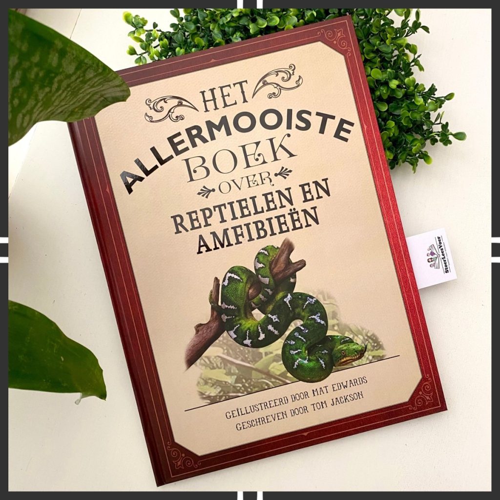 Het allermooiste boek over reptielen en amfibieën voorkant cover kader omslag boek weetjesboek