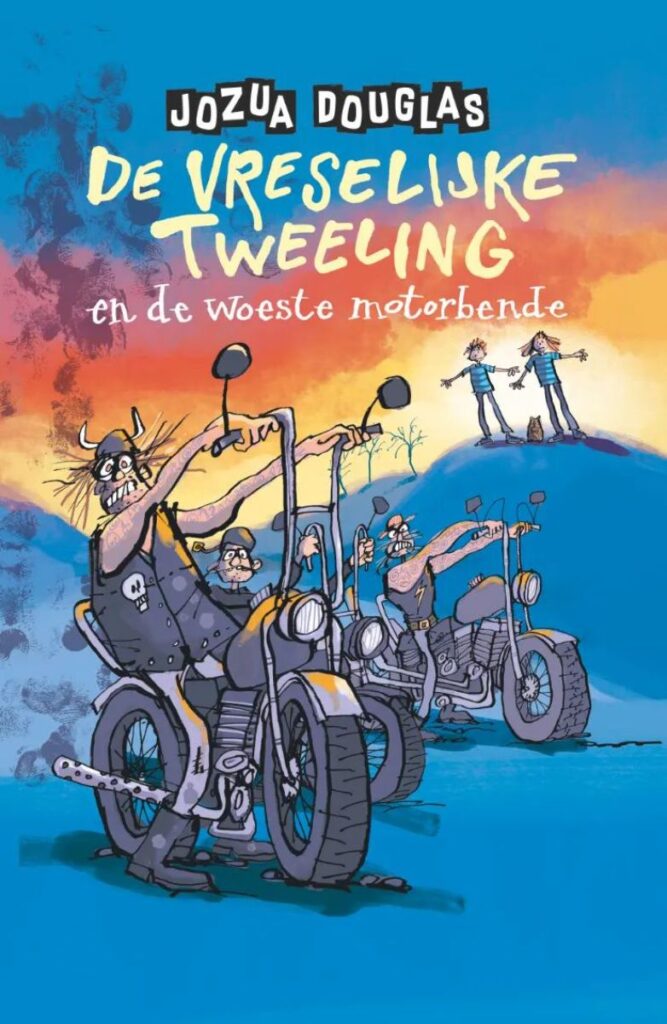 De vreselijke tweeling en de woeste motorbende voorkant boek jozua douglas Kinderjury 2025
