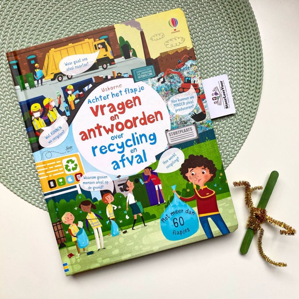 Vragen en antwoorden over recycling en afval achter het flapje voorkant flapjesboek cover omslag
