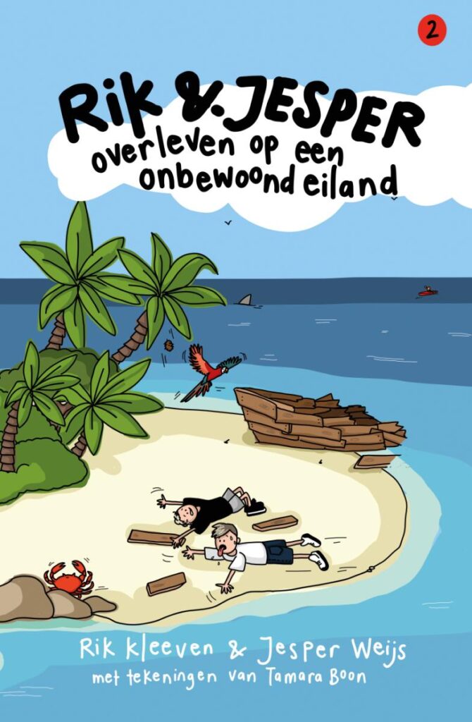 rik en jesper overleven op een onbewoond eiland (1) voorkant boek Kinderjury 2025