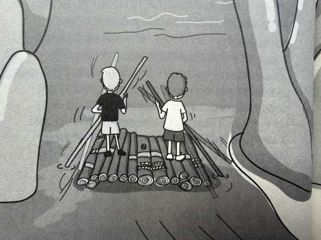 kinderen op vlot