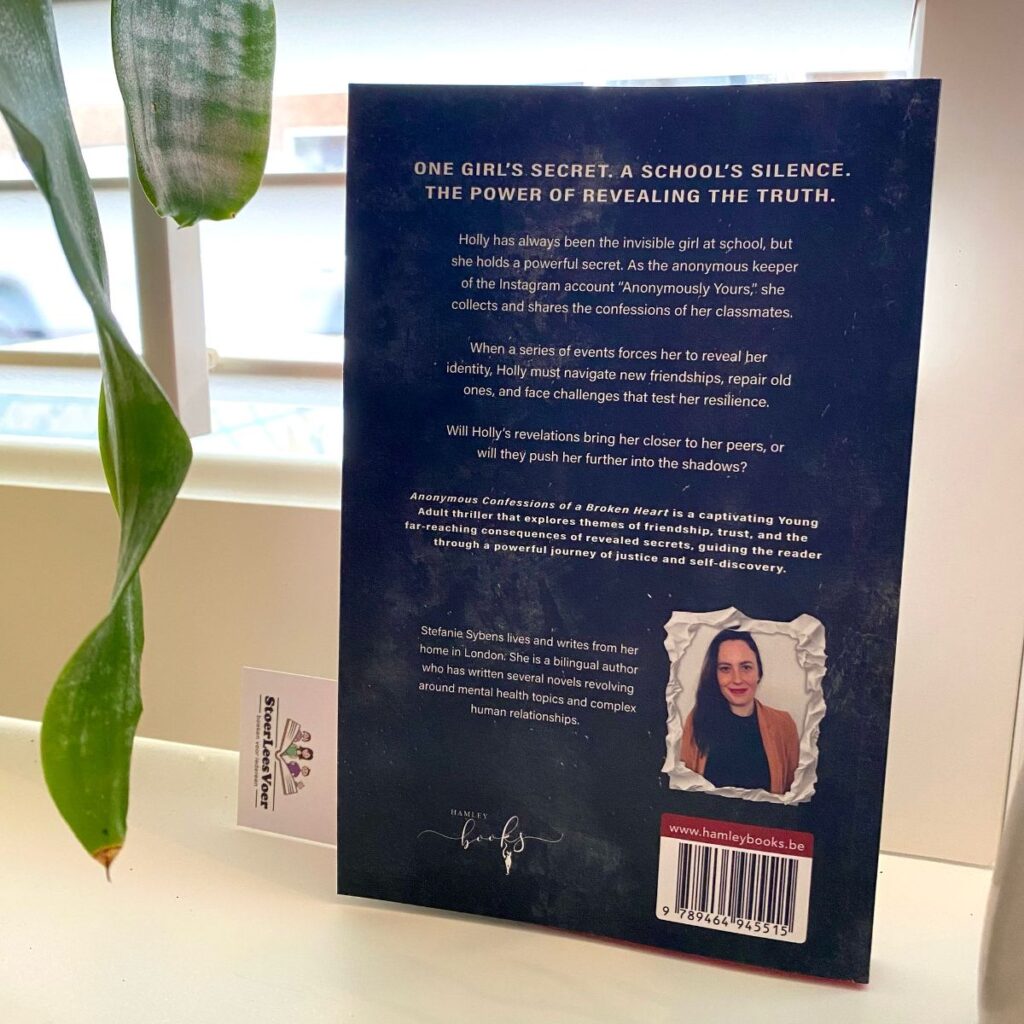 Anonymous Confessions of a Broken Heart achterkant cover omslag boek stefanie sybens achterflap samenvatting synopsis