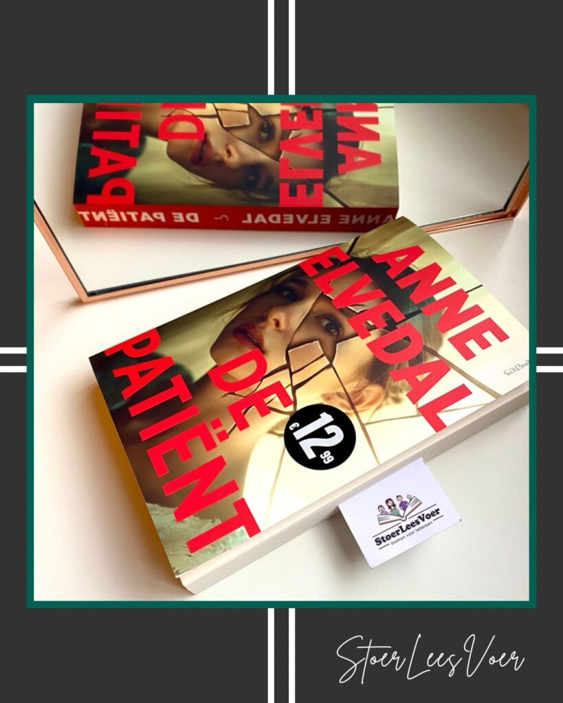 De patiënt Anne Elvedal psychologische thriller voorkant boek cover omslag gebroken gezicht vrouw