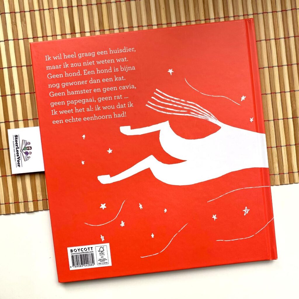 Als ik een eenhoorn had prentenboek achterkant achterflap samenvatting synopsis cover omslag gabby dawnay alex barrow