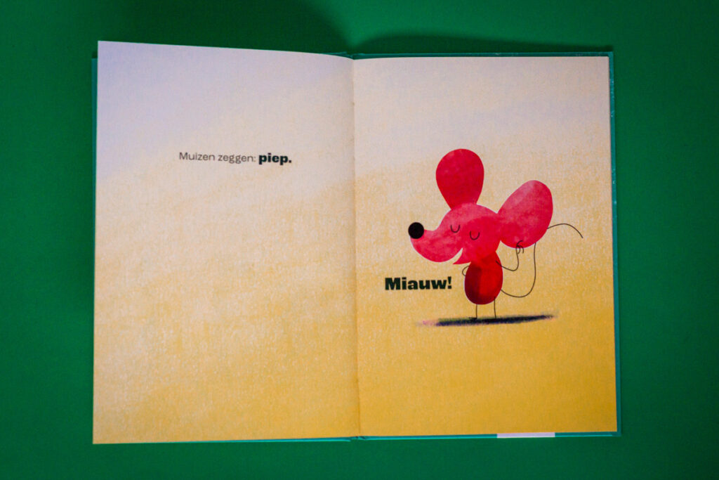 bladspiegel 2/3 weinig tekst illustratie van Muis die geen piep zegt