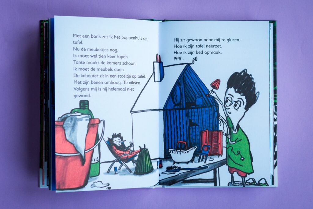 bladspiegel 3/3 Kai en kabouter Peer logeren samen bij tante Fee Peer in een poppenhuis en Kai zorgt voor hem.