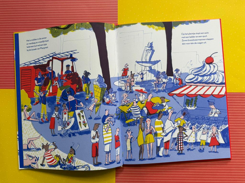 mensen in het park rood geel blauw primaire kleuren