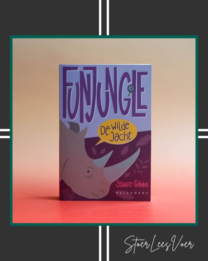 voorkant De wilde jacht door Stuart Gibbs met StoerLeesVoer kader vertaald door Dorette Zwaans