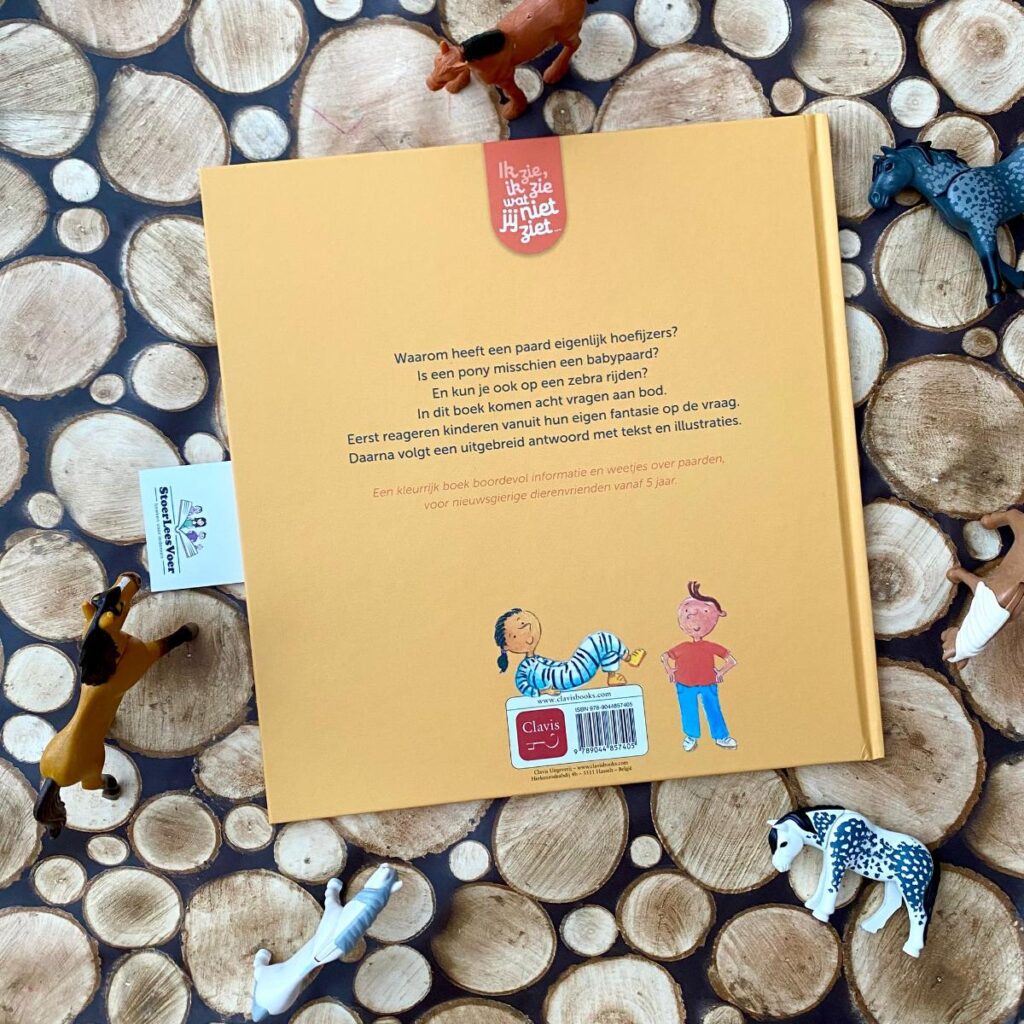 Hoe wordt een paard politiepaard ik zie ik zie wat jij niet ziet informatief jeugd boek achterkant achterflap synopsis samenvatting cover omslag kaft