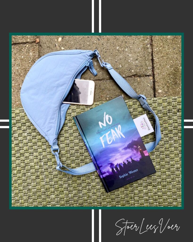 No Fear Sophie Wester voorkant cover omslag kaft ya jeuhdthriller blauw paarse lucht vriendsgroep