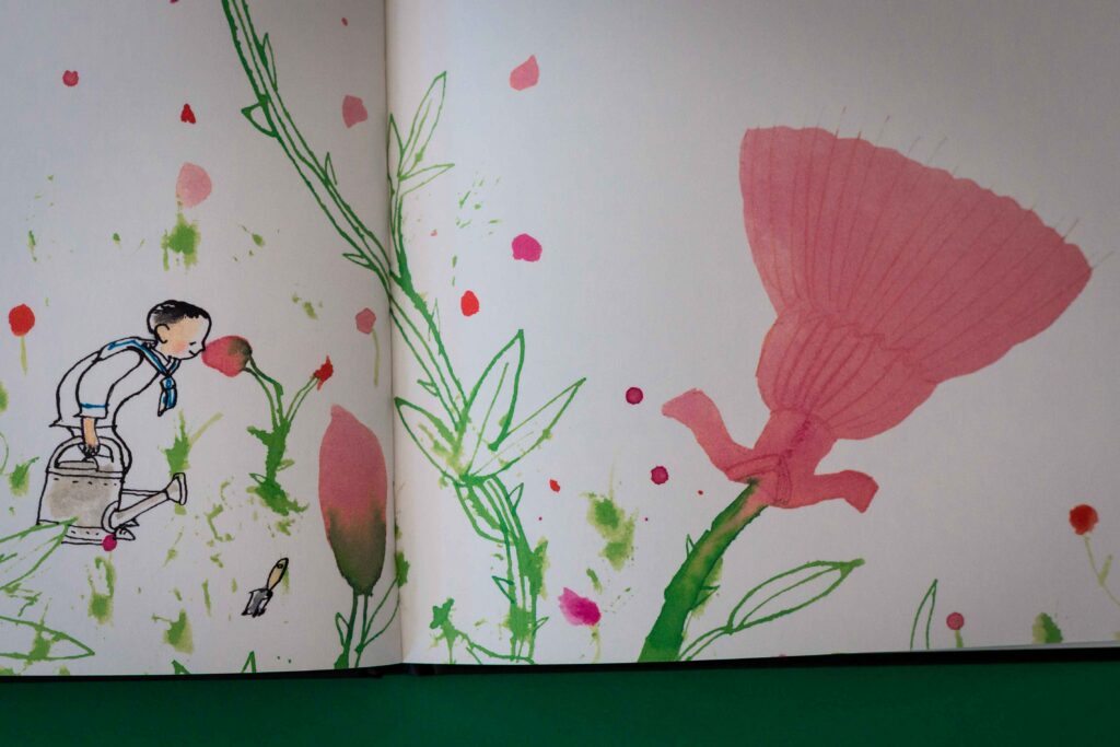 bladspiegel 3/3 illustraties door Annemarie van Haeringen met jurken als bloemen
