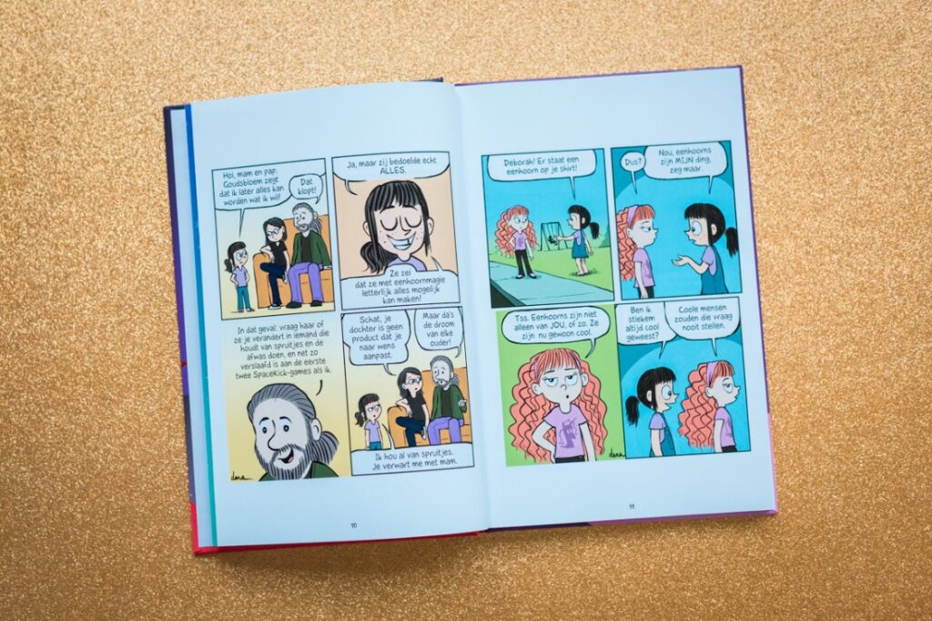 pagina 10 bladspiegel 1/3 striptekeningen en tekst door Dana Simpson