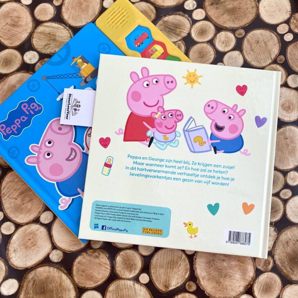 Peppa krijgt een zusje achterkant achterflap synopsis samenvatting cover omslag kaft prentenboek peppa big pig