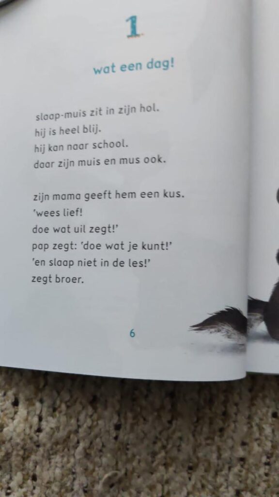 eerste bladzijde tekst slaapmuis gaat naar school