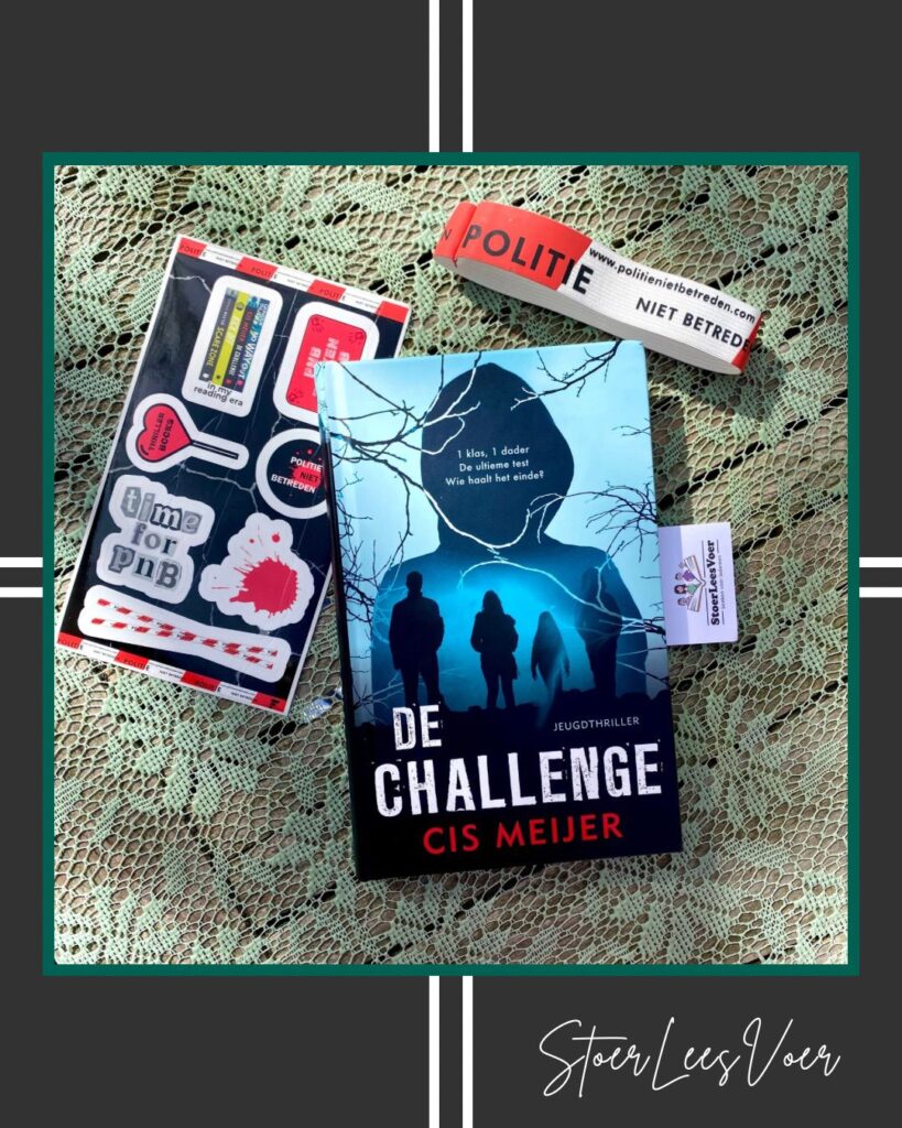 De challenge cis meijer jeugdthriller politie niet betreden voorkant cover omslag kaft stickers elastiek