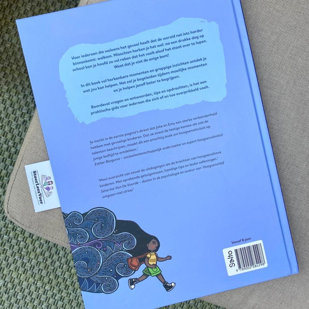 Golven in mijn hoofd wegwijzer hooggevoeligheid meisje liggend haren op grond achterkant achterflap synopsis samenvatting cover omslag kaft