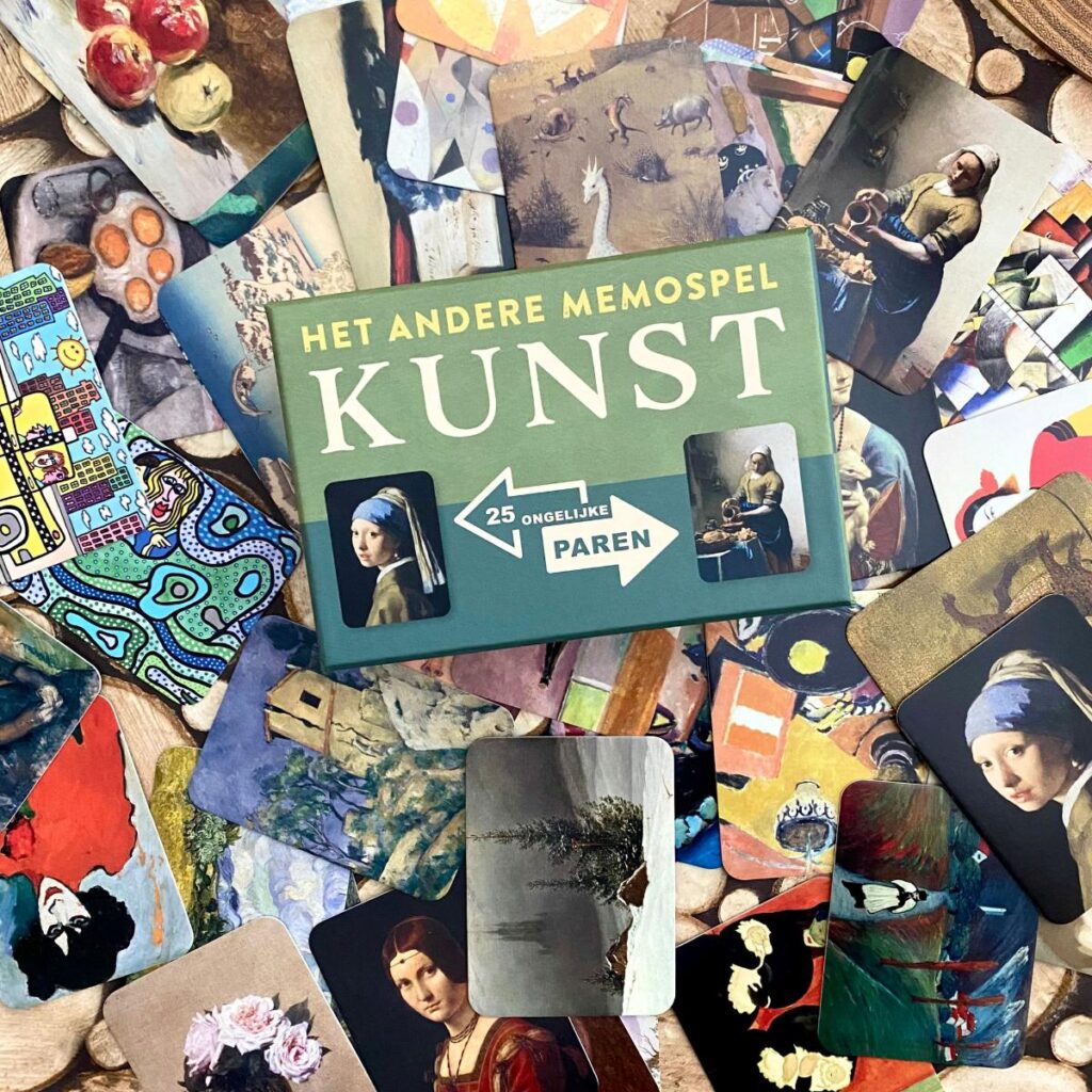 Het andere memospel kunst vind de 25 ongelijke paren doosje voorkant kaartjes memory