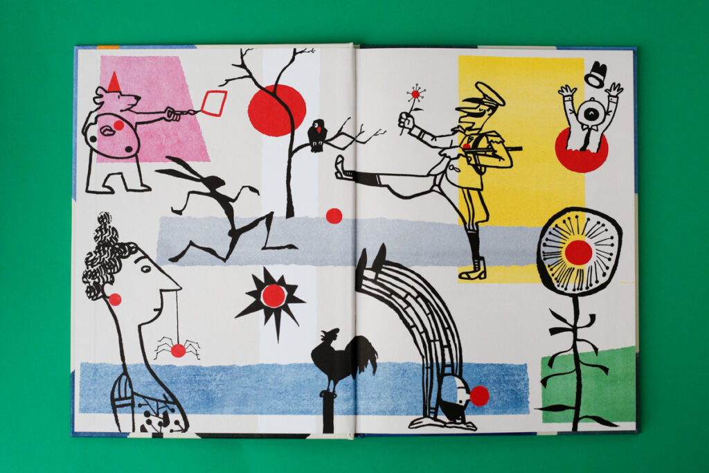 schutblad allerlei ronde rode bollen die steeds een andere functie hebben