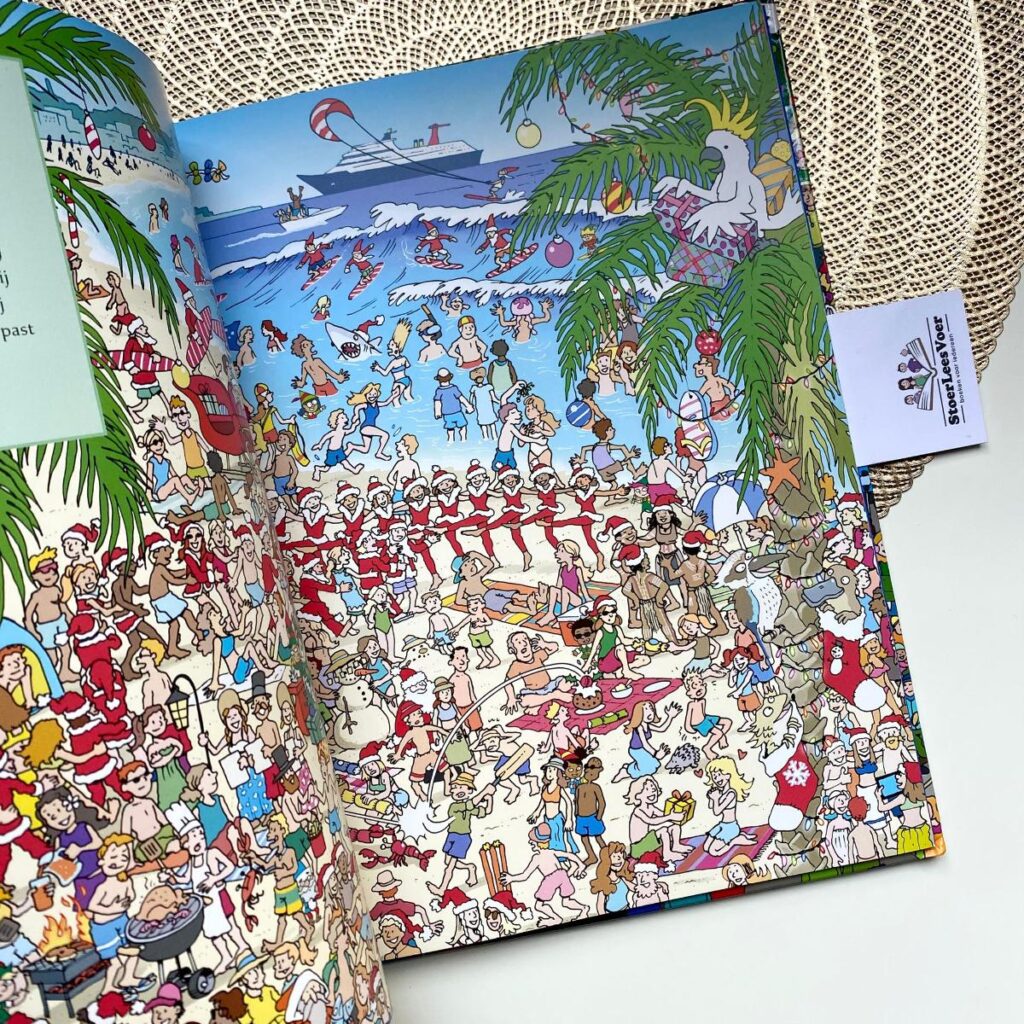 Waar zijn de kerstelfjes zoekplaat strand