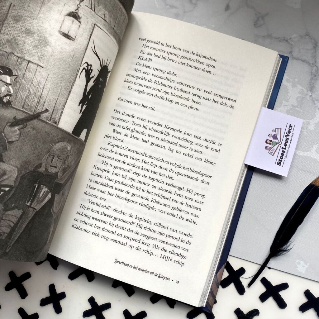 illustratie Zwarttand en het monster uit de diepzee boek