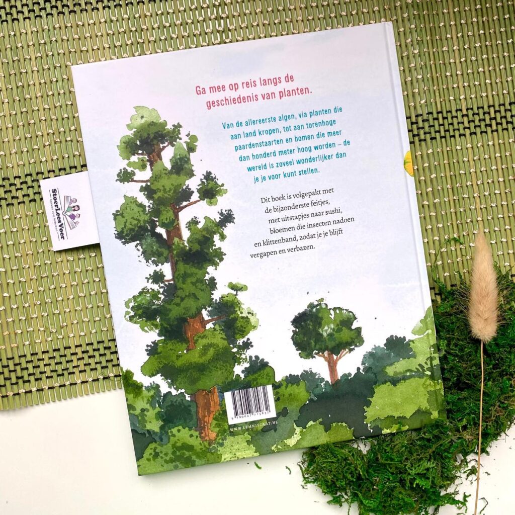 De plant die aan land kroop achterkant achterflap synopsis samenvatting cover omslag kaft weetjesboek prenten van der kooi