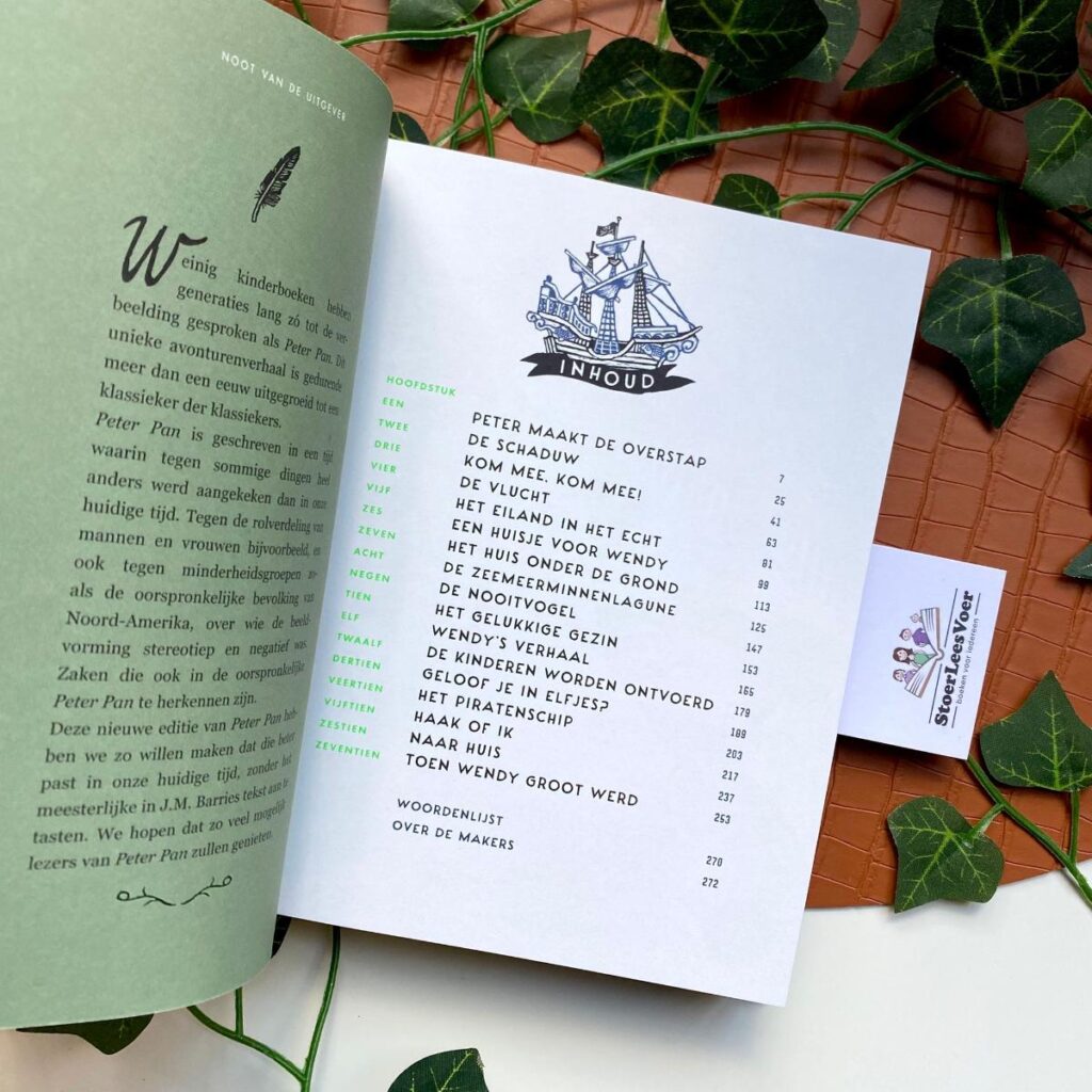 inhoudsopgave en noot van de uitgever peter pan