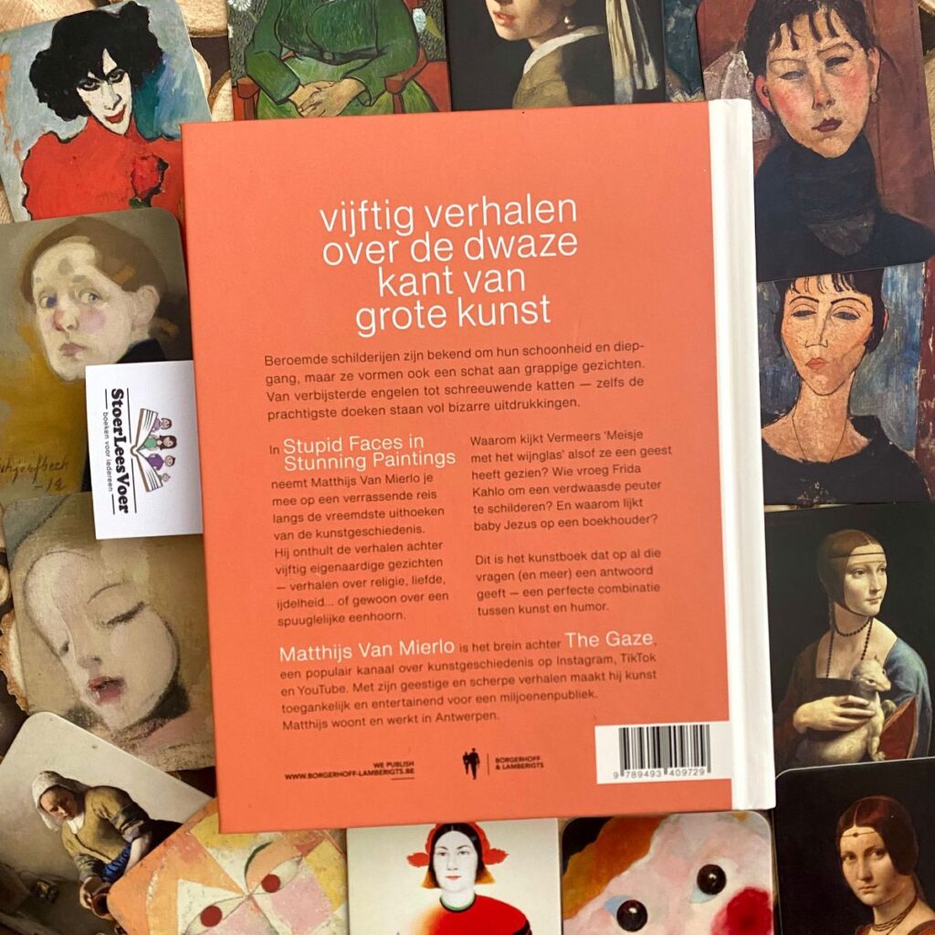 Stupid Faces in Stunning Paintings achterkant achterflap synopsis samenvatting cover omslag kaft kunstboek van Matthijs Van Mierlo