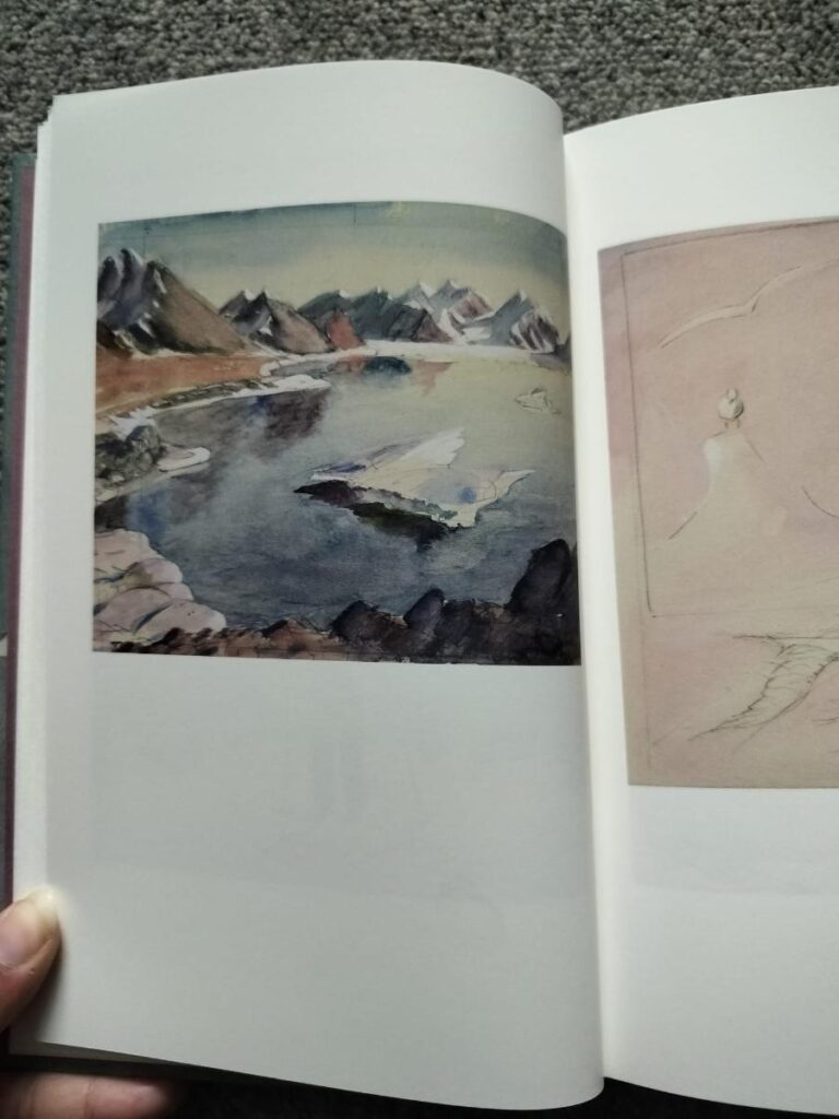 aquarel een vrouw in de poolnacht