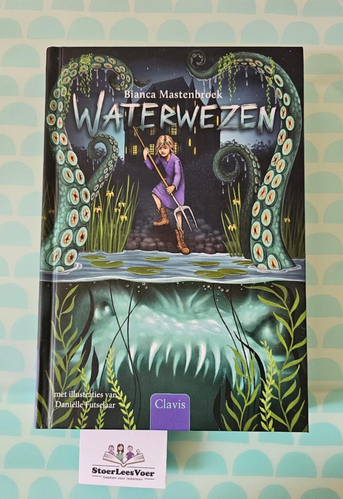 waterwezen voorkant cover omslag bianca mastenbroek meisje aan het water met drietand