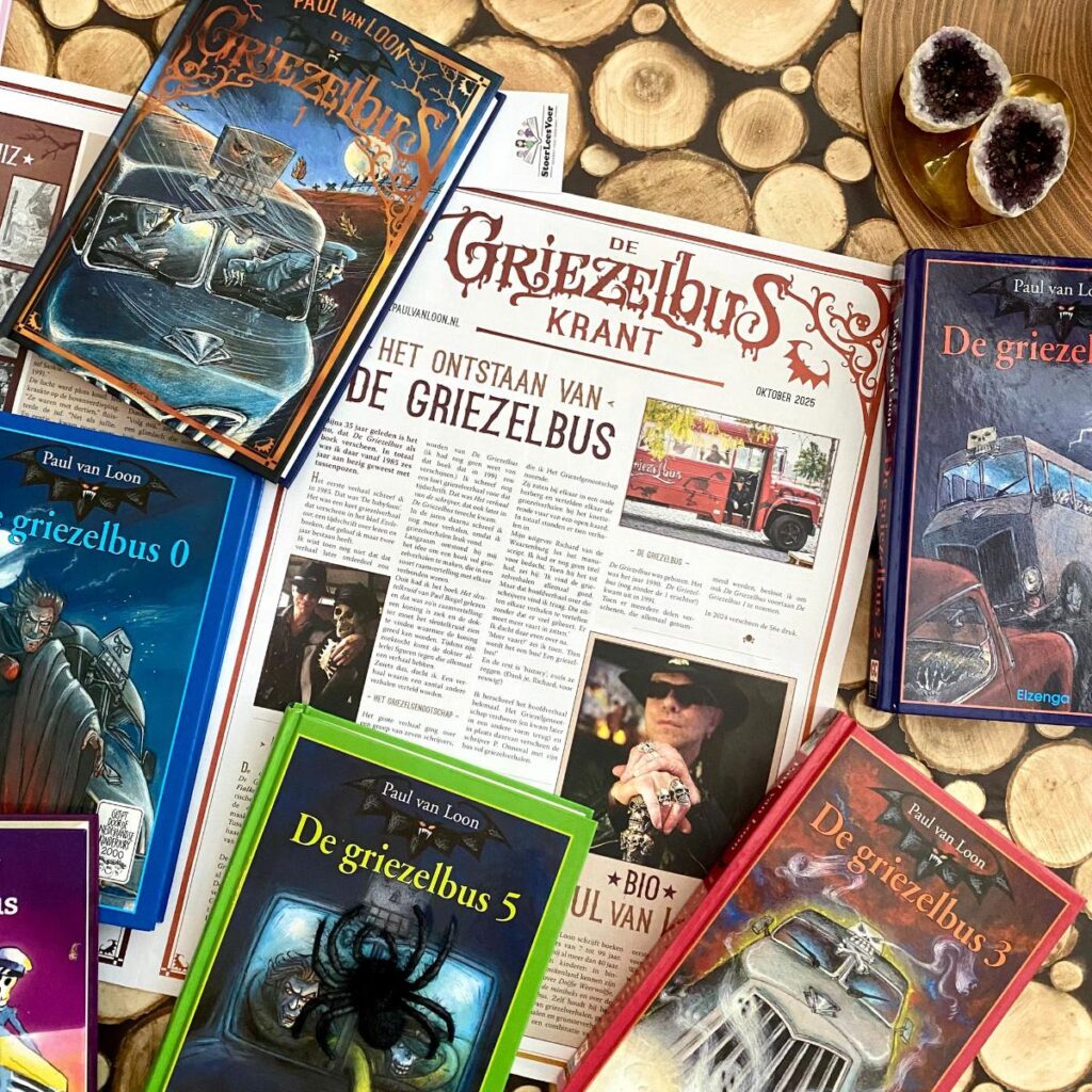 griezelbus boeken en krant