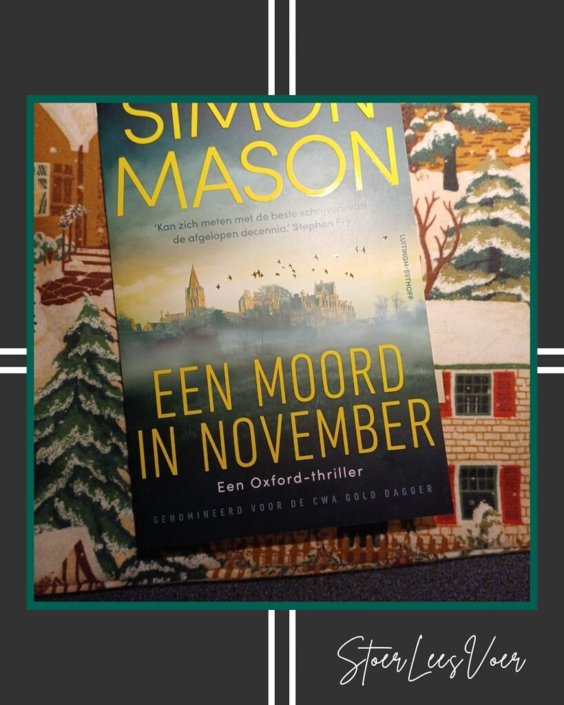 Thriller 'Een moord in november' van auteur Simon Mason voorkant cover omslag kaft