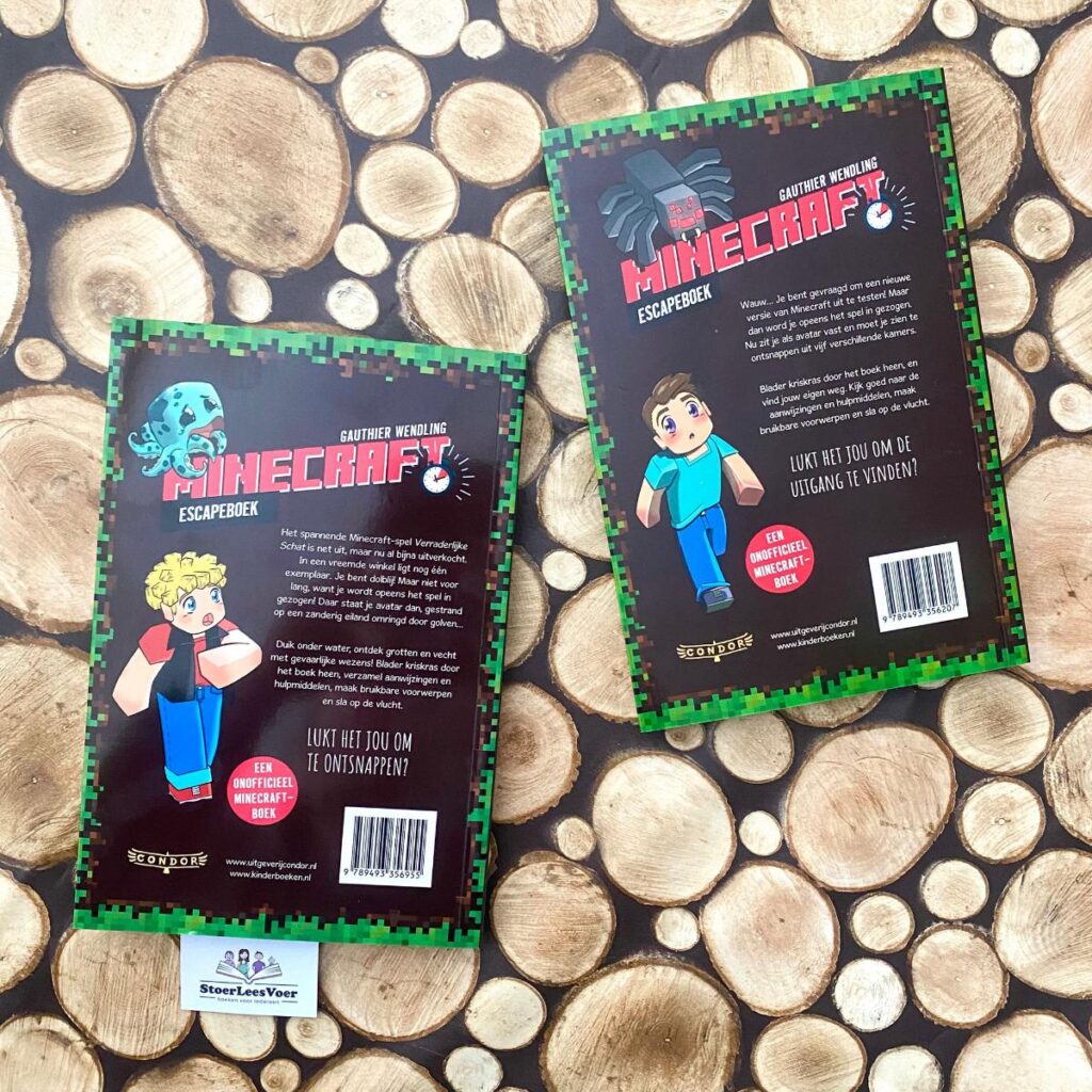 Minecraft escapeboek het helse eiland deel 1 2 achterkant achterflap synopsis samenvatting cover omslag kaft boek