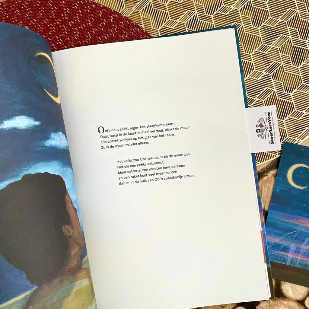 Verliefd op de maan tekst illustratie