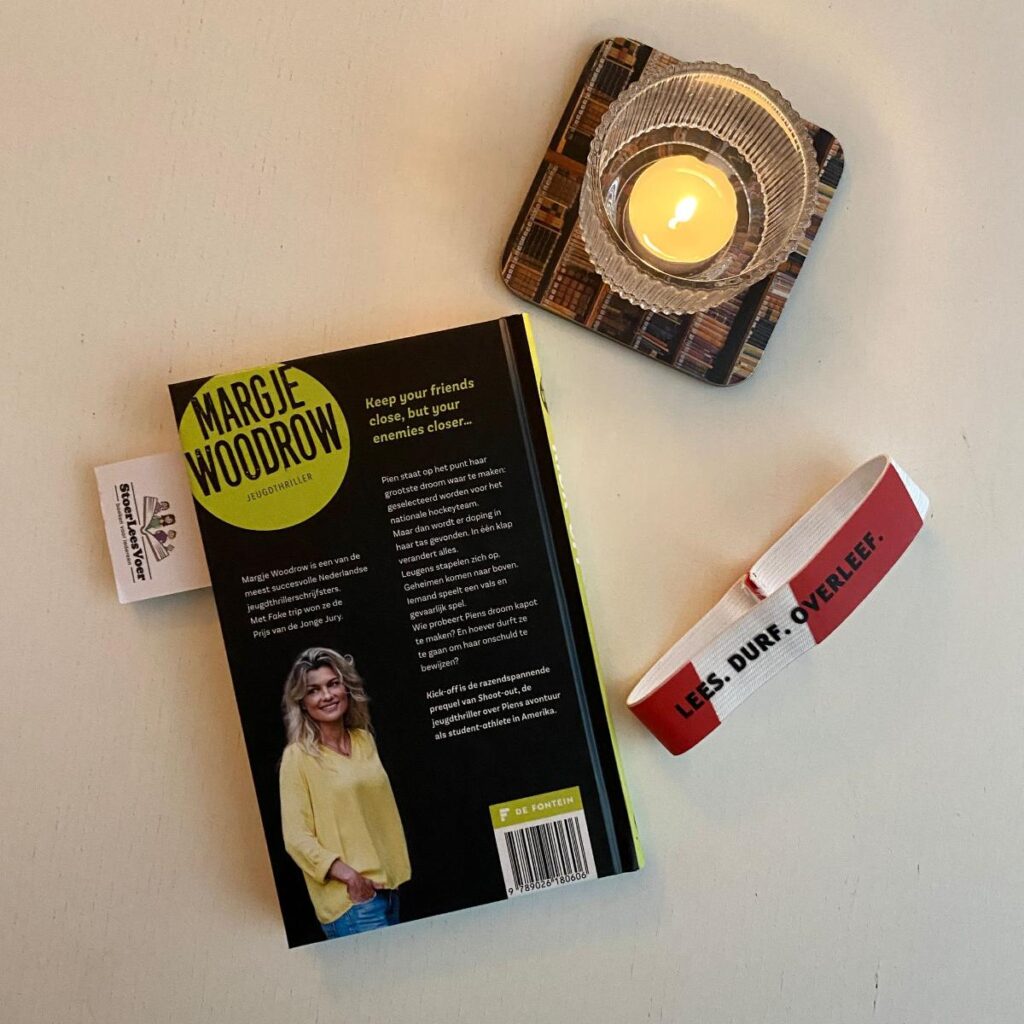 Kick-off margje woodrow achterkant achterflap synopsis samenvatting cover omslag kaft prequel shoot-out