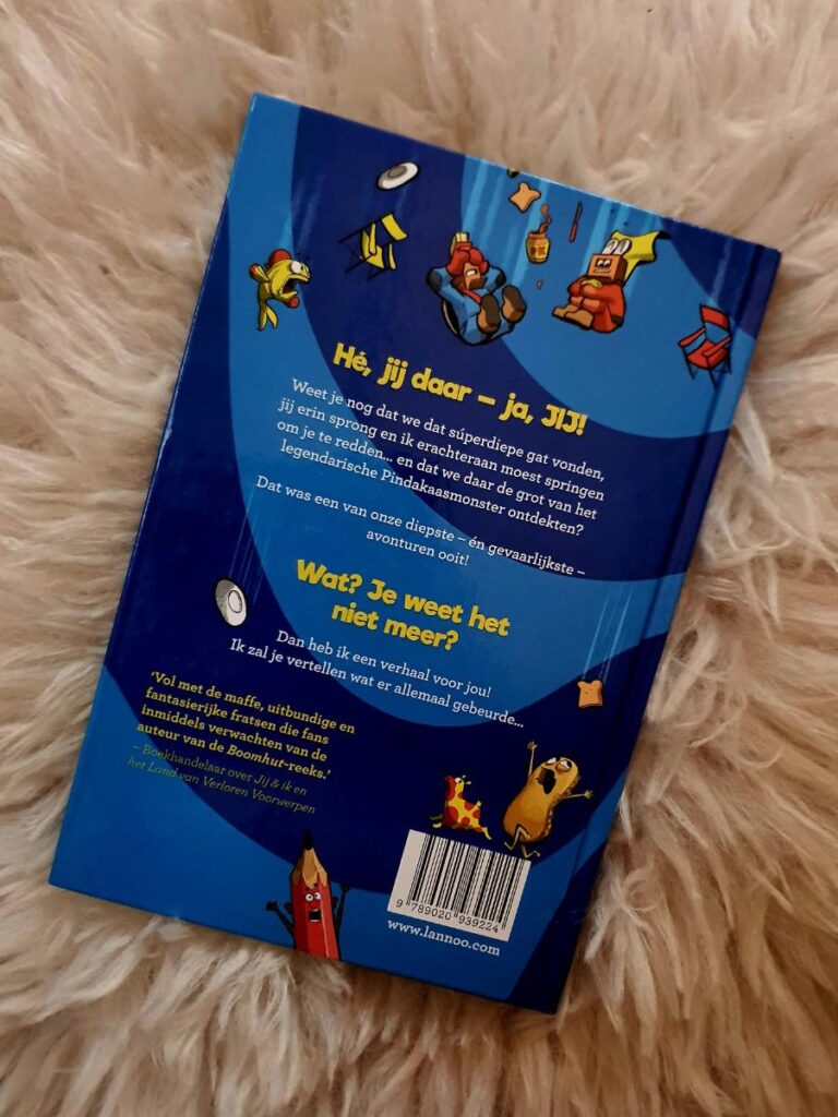 Jij & ik en het Pindakaasmonster achterkant achterflap synopsis samenvatting cover omslag kaft adventures unlimited