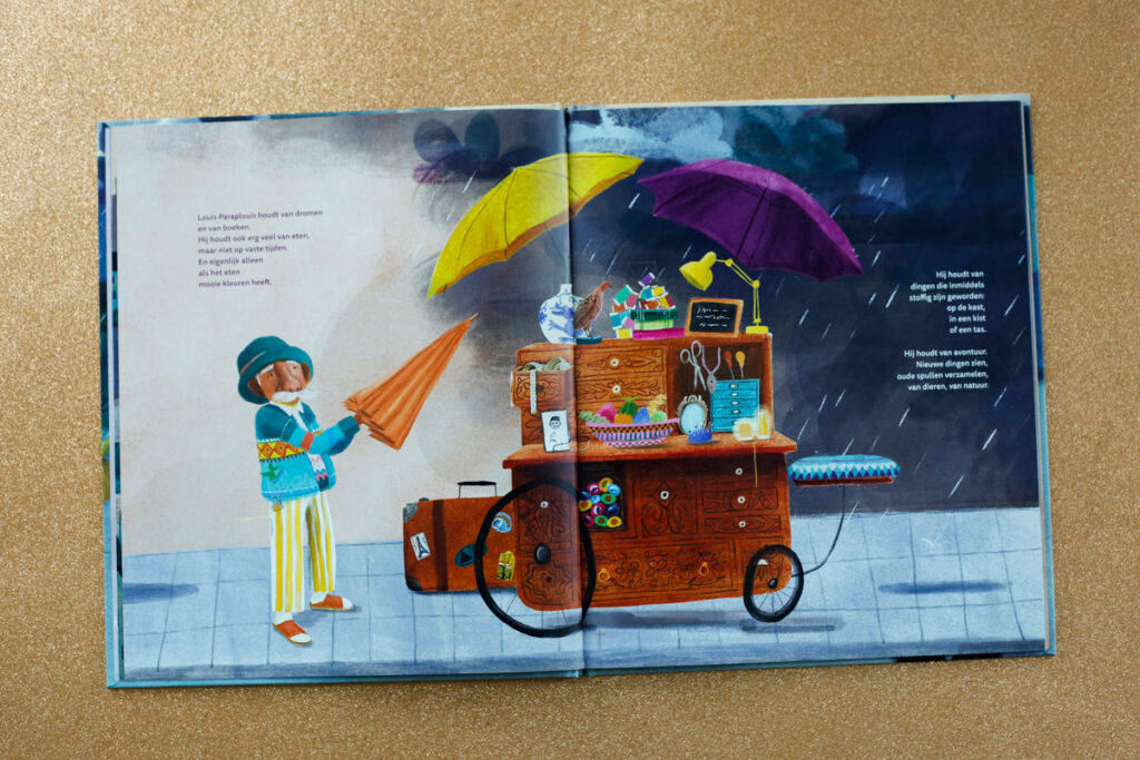 de trotse Louis met zijn karretje - bladspiegel