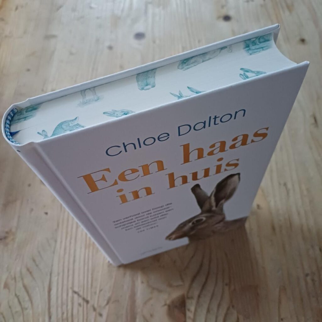 een haas in huis voorkant bedrukt boekblok