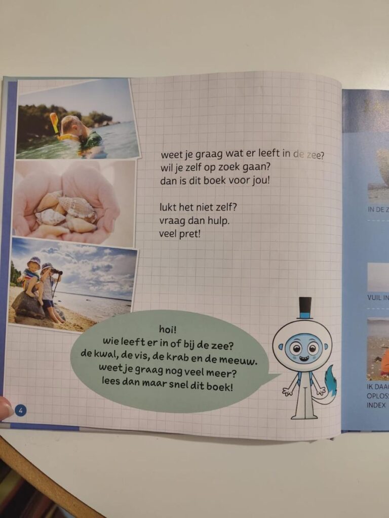 Eerste bladzijde en inhoudsopgave de dieren in de zee