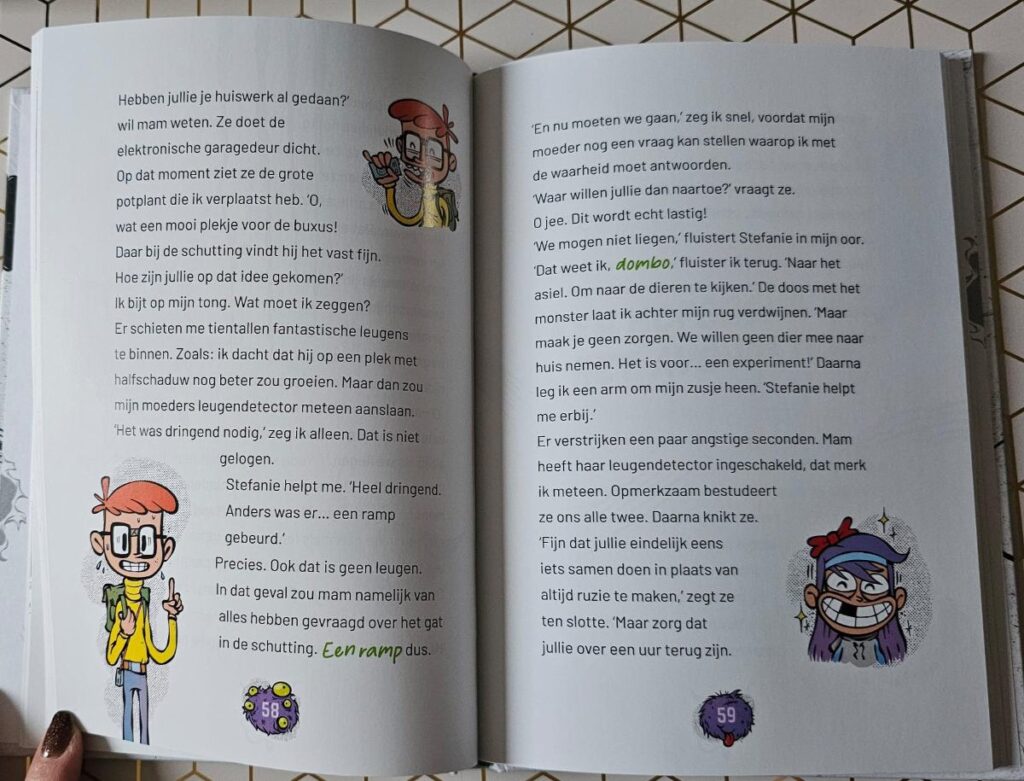 Een boek vol humor, spanning en talloze vrolijke illustraties.