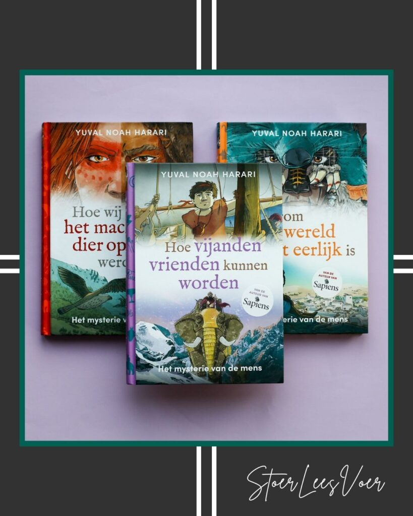 voorkant cover omslag kaft hoe vijanden vrienden kunnen worden met StoerLeesVoer kader Yuval Noah Harari Het mysterie van de mens