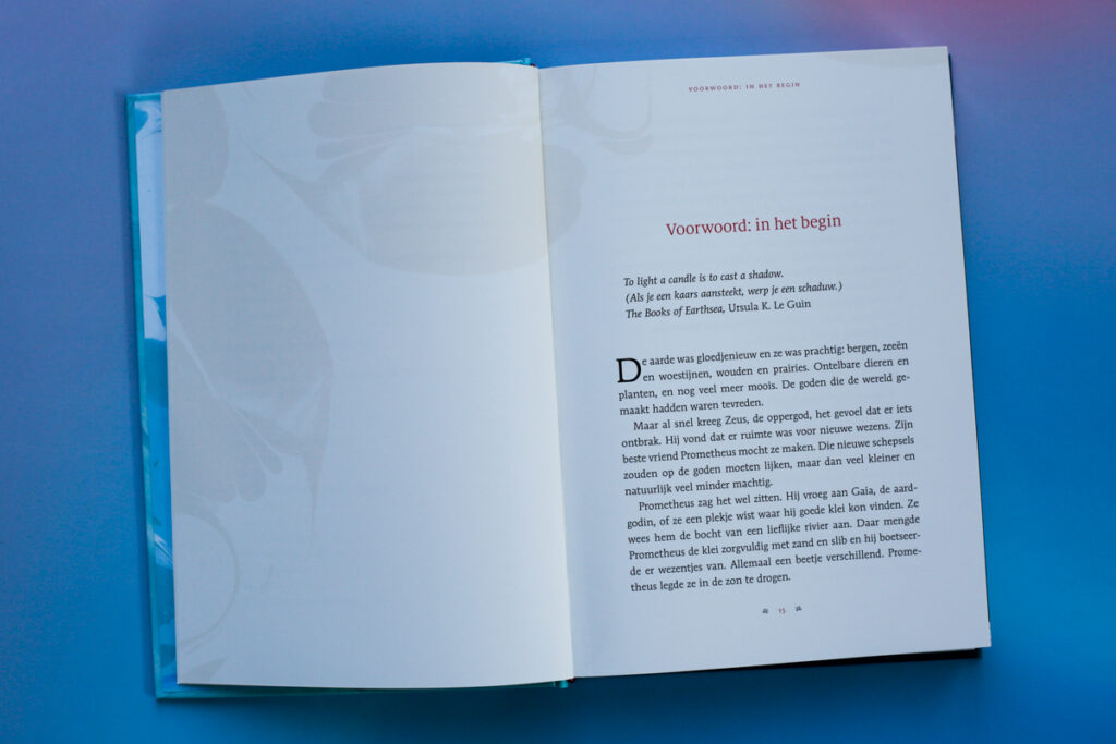 voorwoord: in het begin. pagina 15 met tekst en terugkerende hoofdstuk illustratie