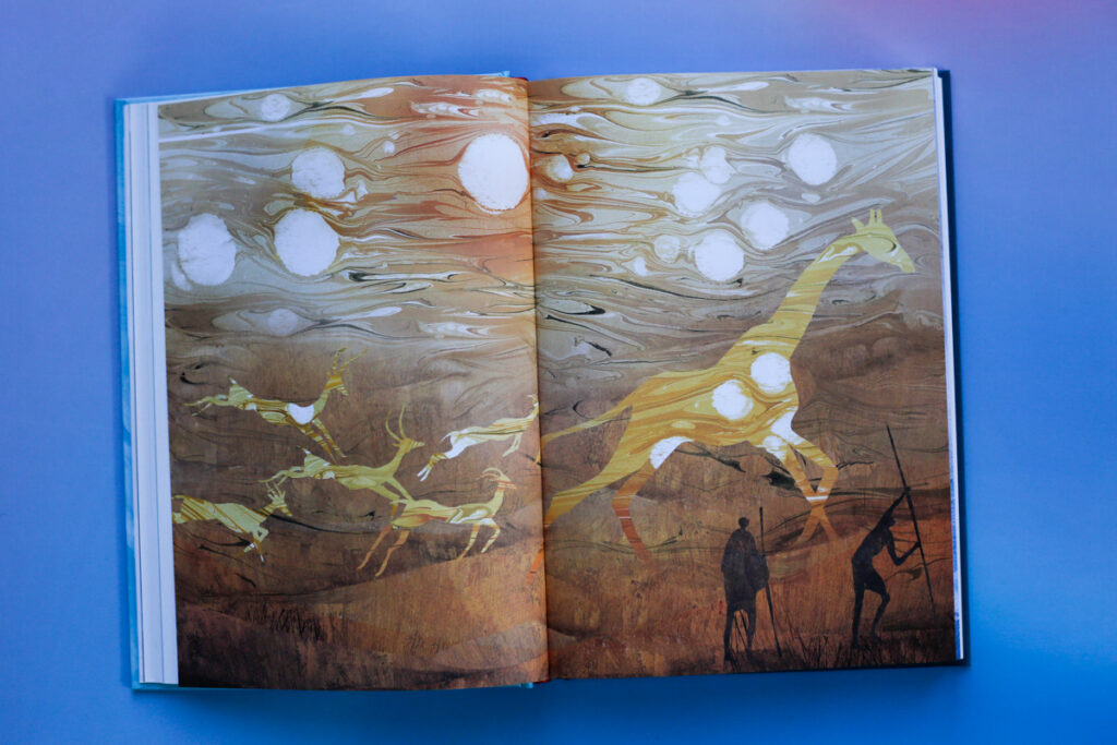 spread vullende illustratie van Djenné Fila met nieuwe technieken