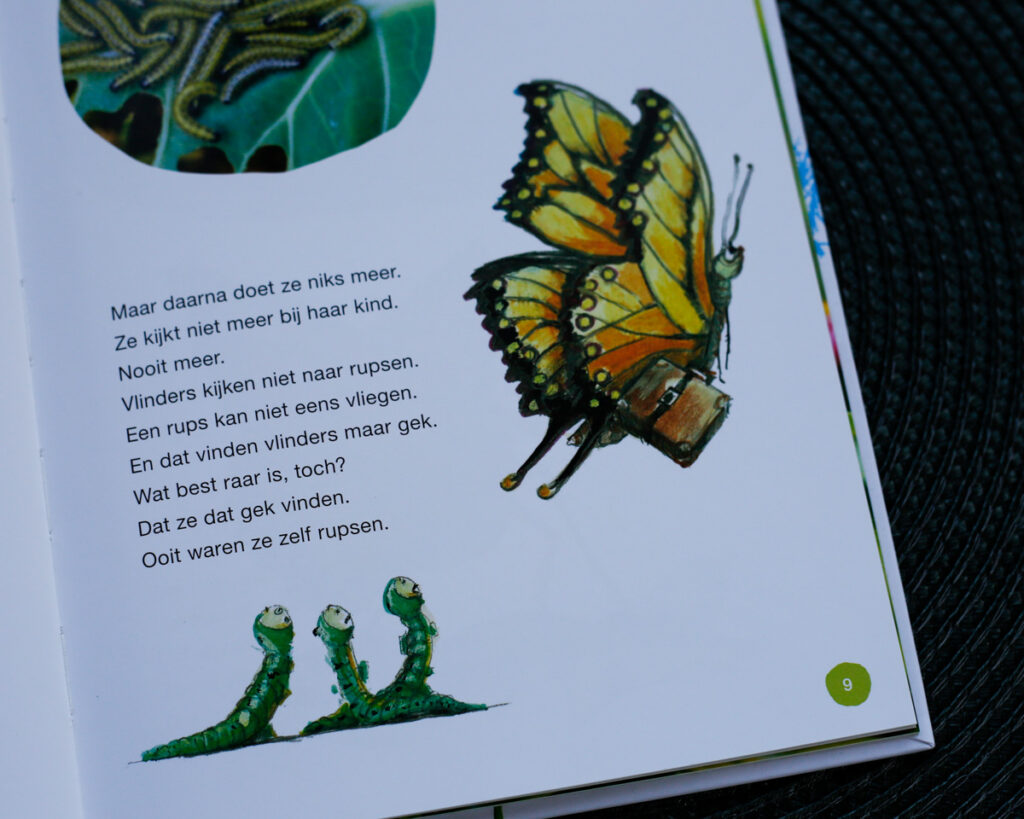 bladspiegel met illustraties en foto's afgewisseld