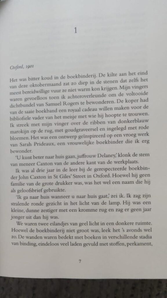 Eerste bladzijde het geheim van de boekbinder