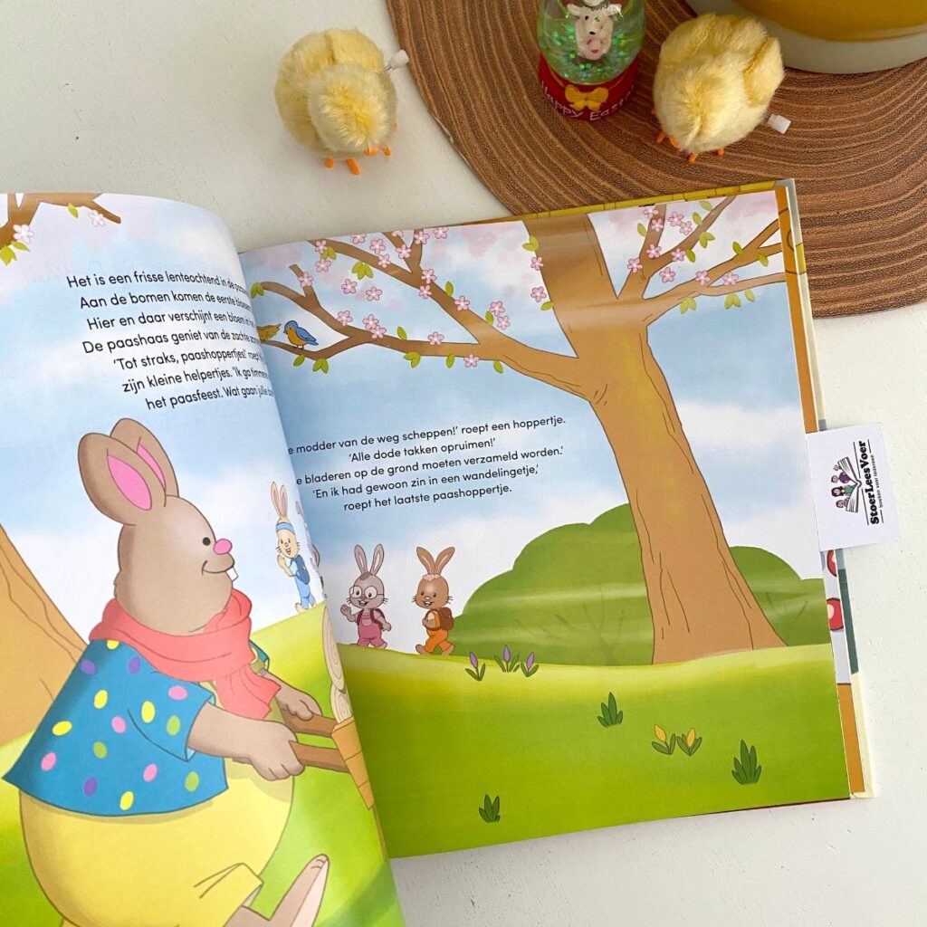 De paashoppertjes em de chocolademachine tekst illustraties