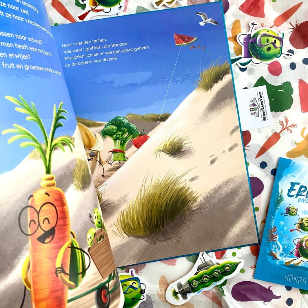 Erwtjes onder water tekst illustraties hongry